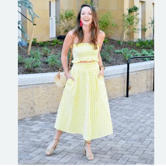 Zara Yellow and White Gingham Skirt Set - Picture 14 of 14